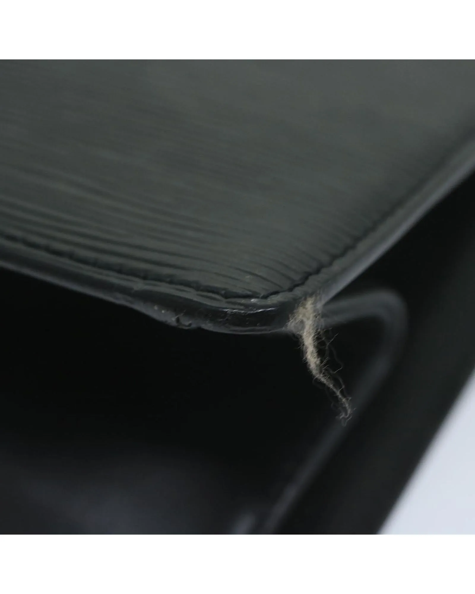 Epi Leather Clutch Bag with Metal Fittings and Interior Pockets