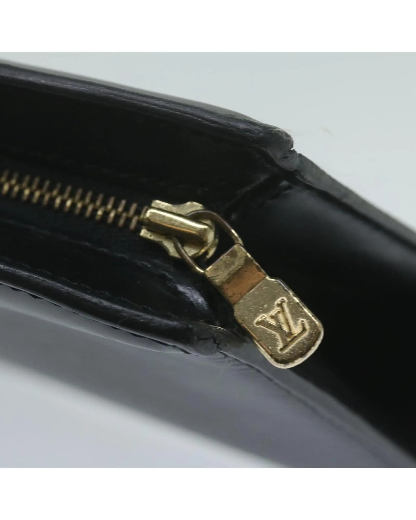 Epi Leather Clutch Bag with Metal Fittings and Interior Pockets
