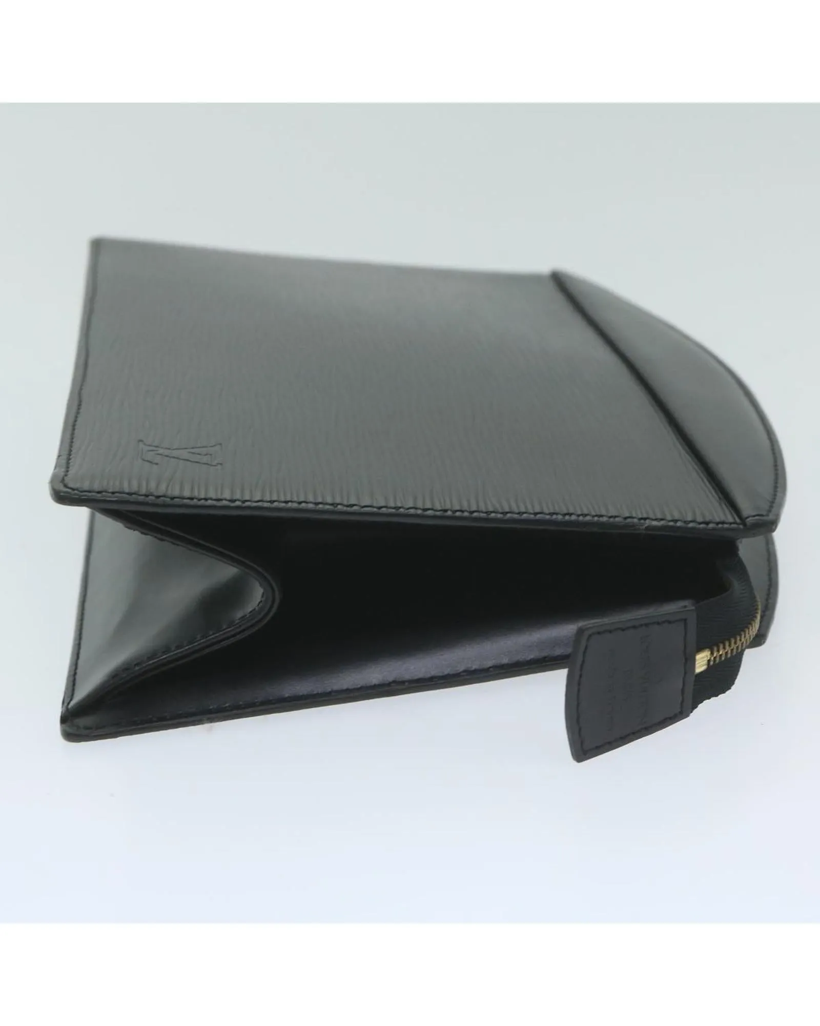 Epi Leather Clutch Bag with Metal Fittings and Interior Pockets