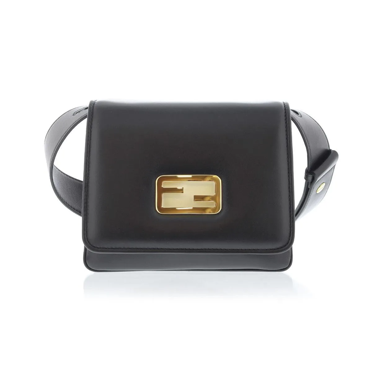 Fendi Id Flap Tricolor Black Leather Small Shoulder Bag 8BT328