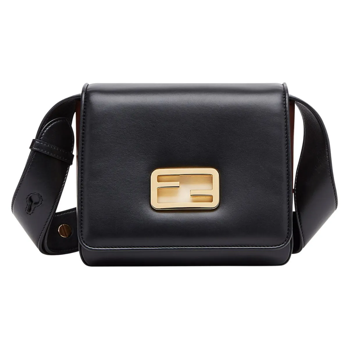 Fendi Id Flap Tricolor Black Leather Small Shoulder Bag 8BT328