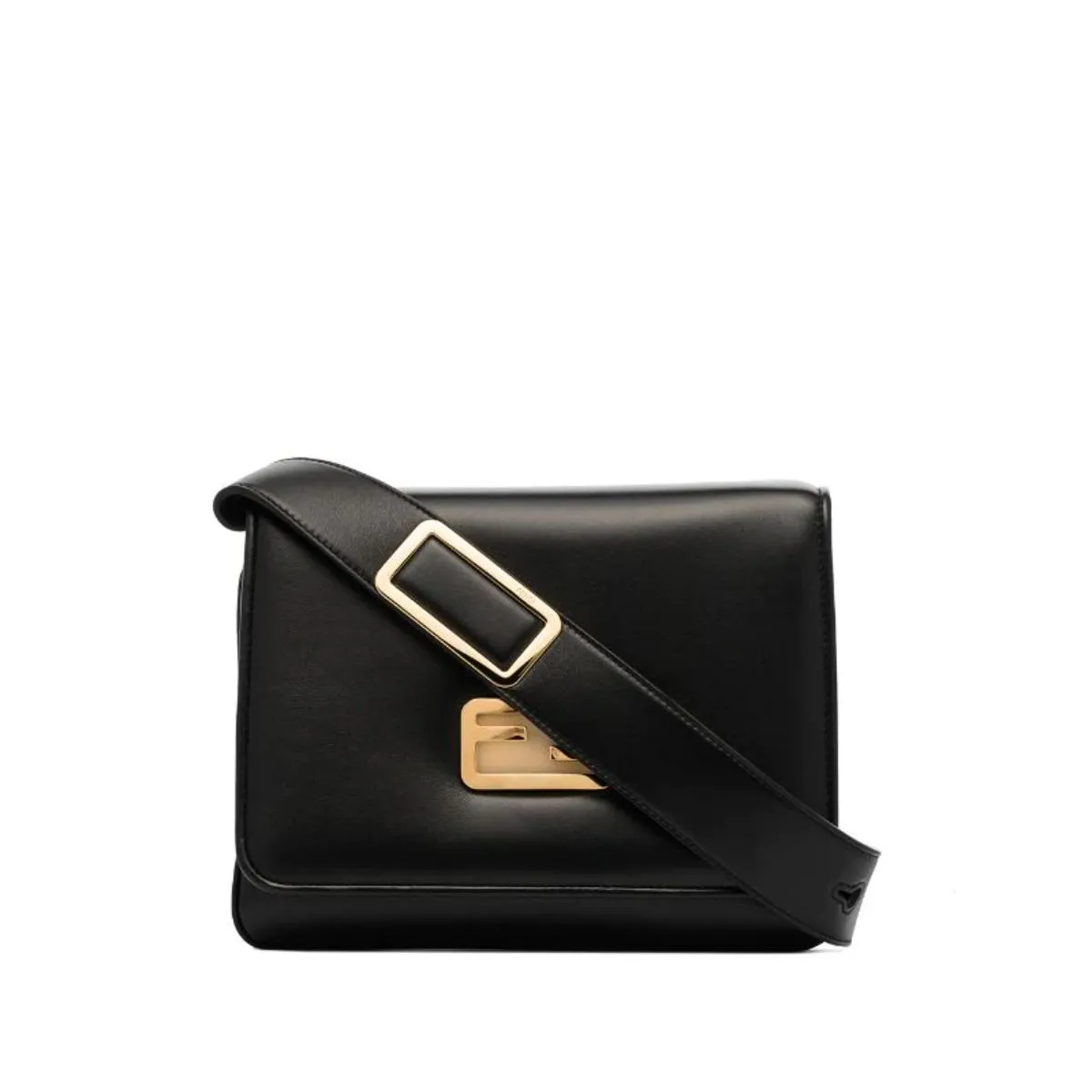Fendi Id Flap Tricolor Black Leather Small Shoulder Bag 8BT328