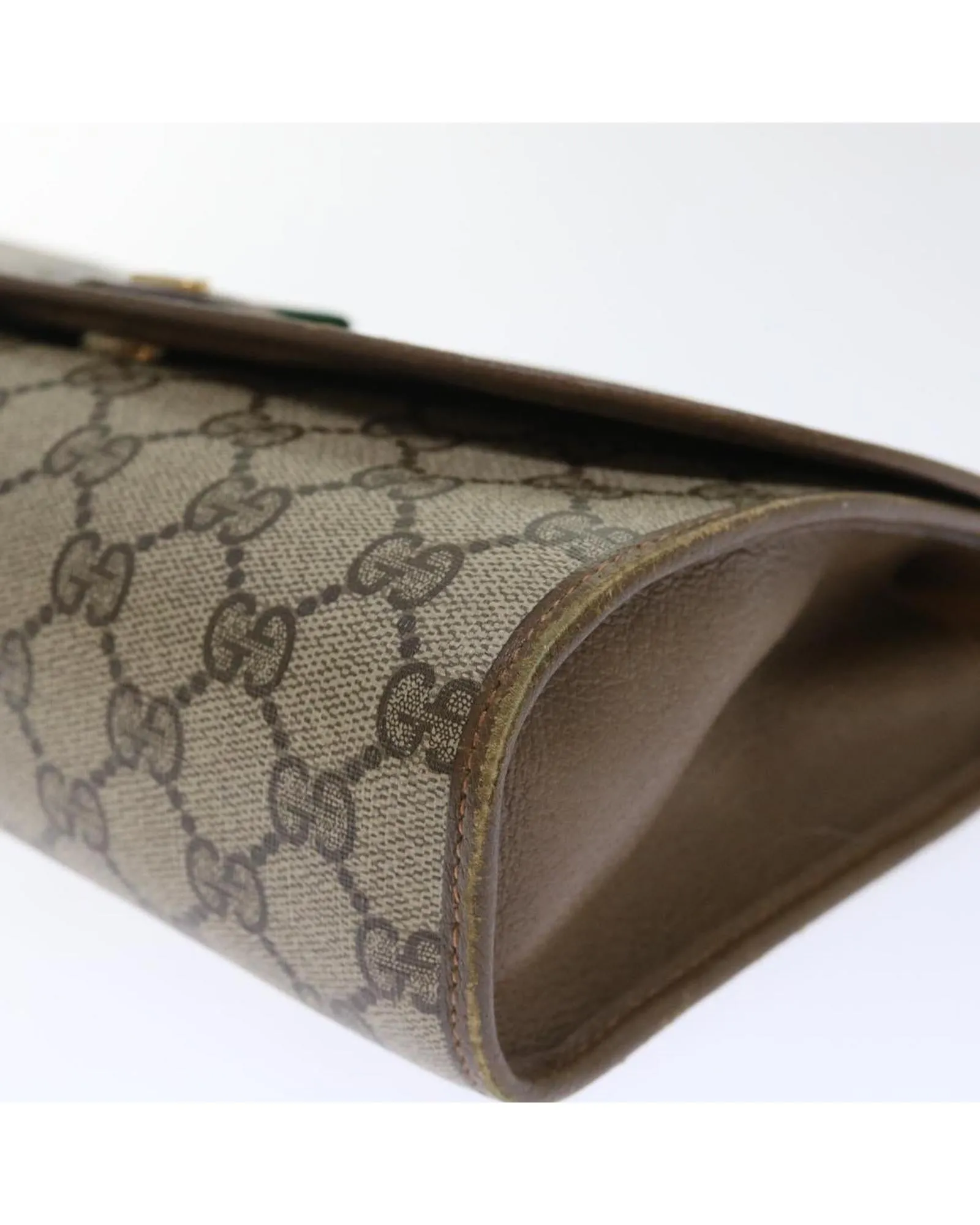 GG Canvas Web Sherry Line Clutch Bag in Beige and Red