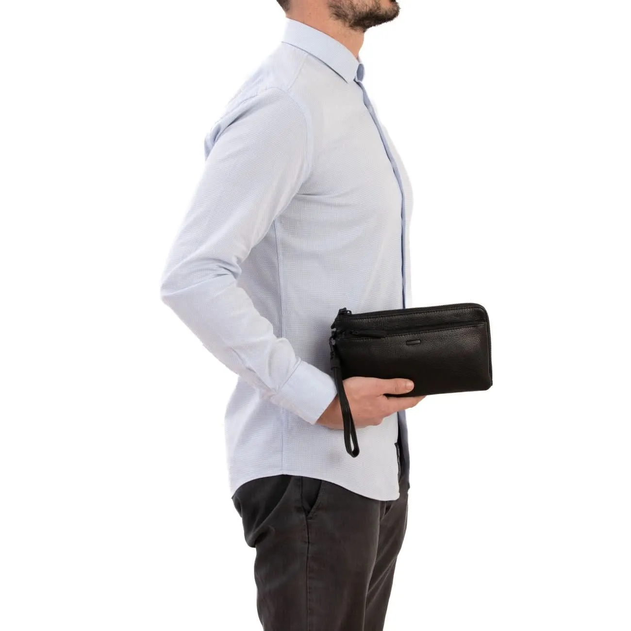 Gianni Conti Lois Black Leather Clutch