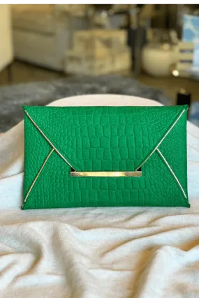 Gold Piped Clutch | Green
