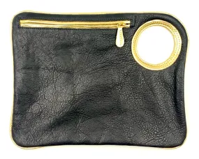 Hands-Free Bracelet Bag - Large Clutch in Black with Gold Trim