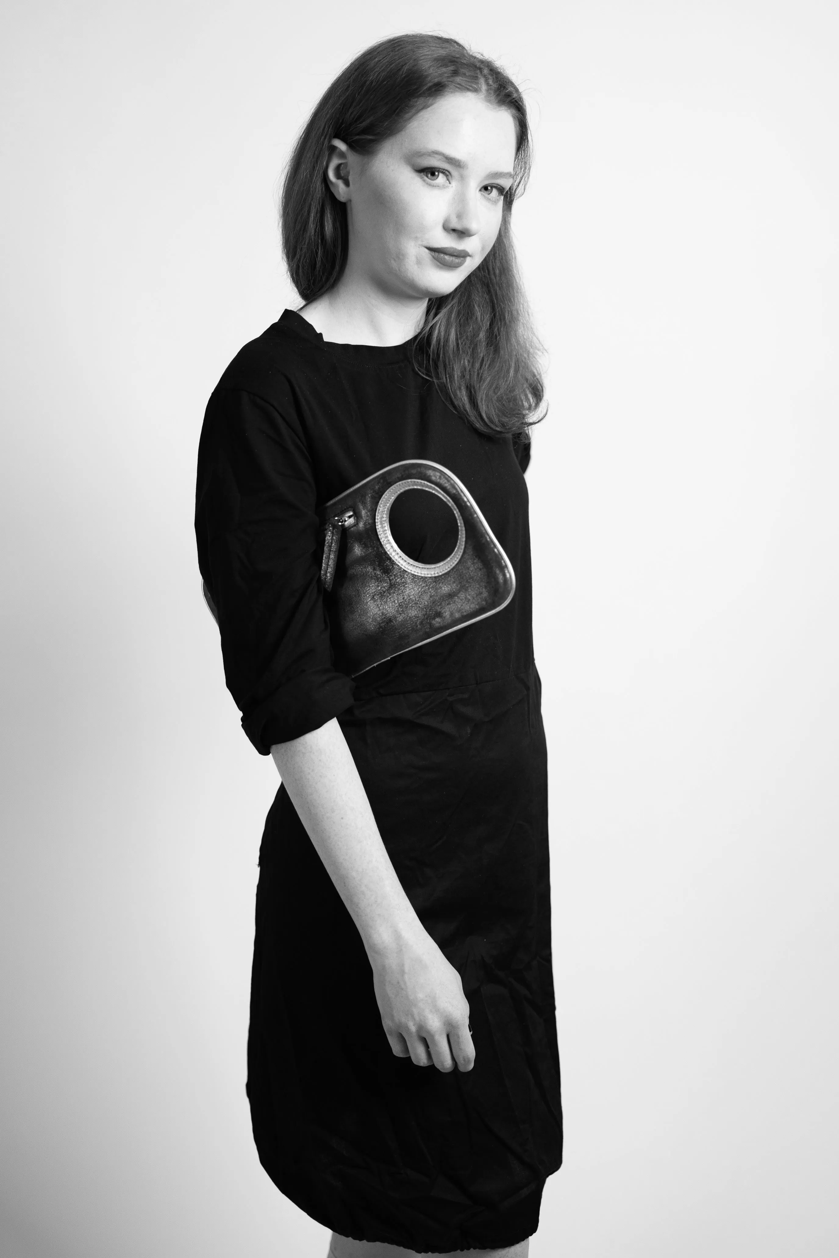Hands Free Bracelet Clutch - Medium - Black Pewter Lizard Print with Black Ring