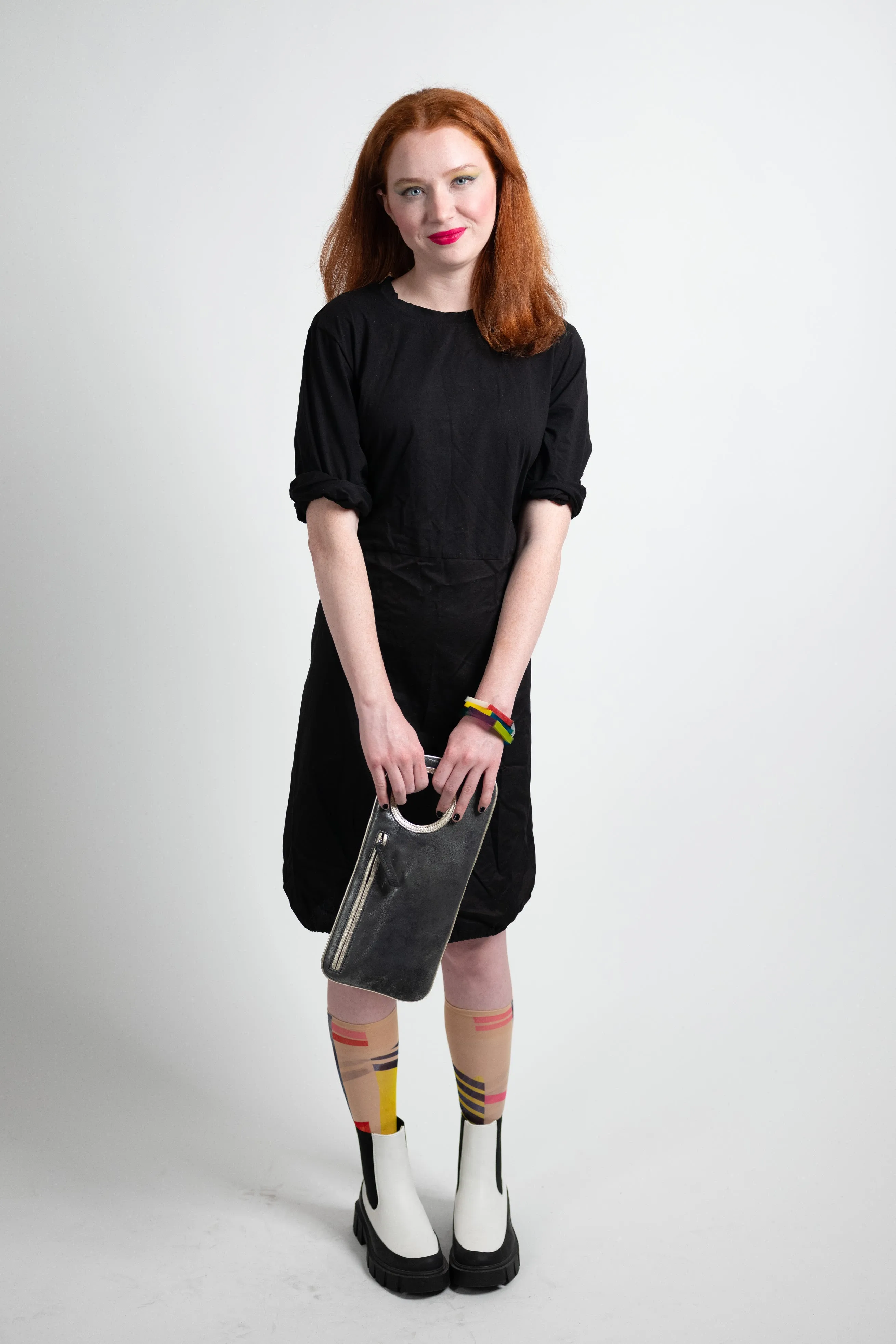 Hands Free Bracelet Clutch - Medium - Black Pewter Lizard Print with Black Ring