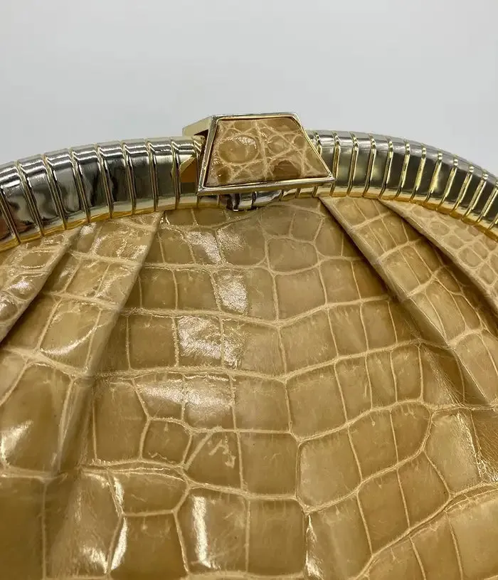 Judith Leiber Tan Alligator Clutch