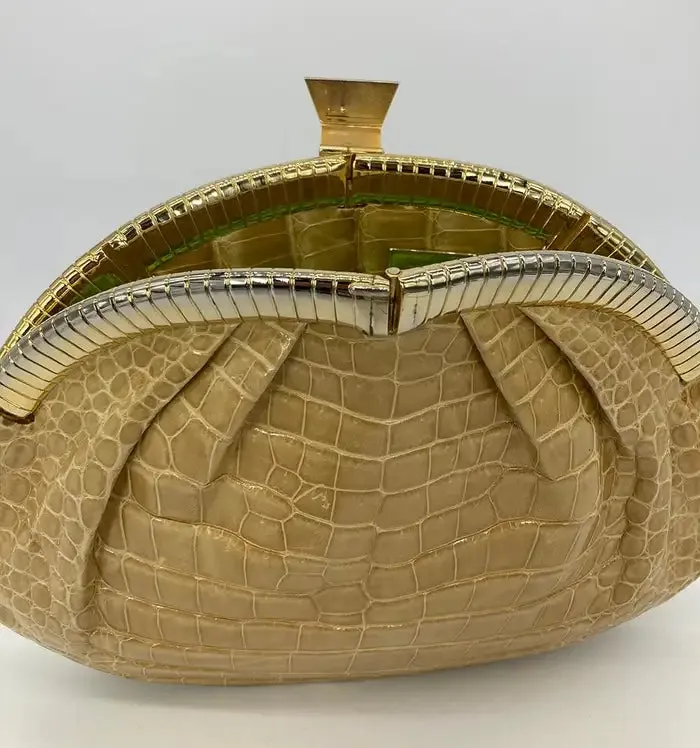 Judith Leiber Tan Alligator Clutch