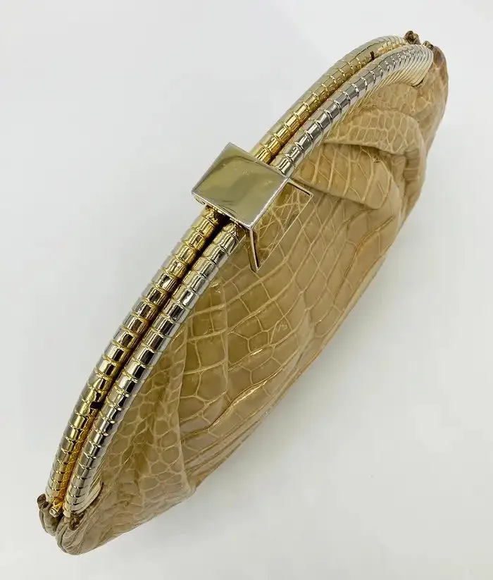 Judith Leiber Tan Alligator Clutch