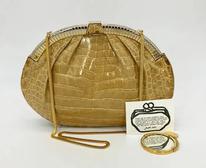 Judith Leiber Tan Alligator Clutch