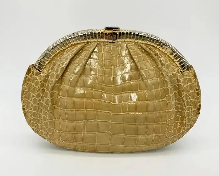 Judith Leiber Tan Alligator Clutch