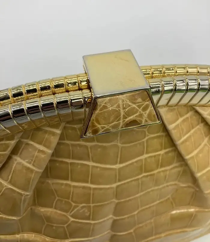 Judith Leiber Tan Alligator Clutch