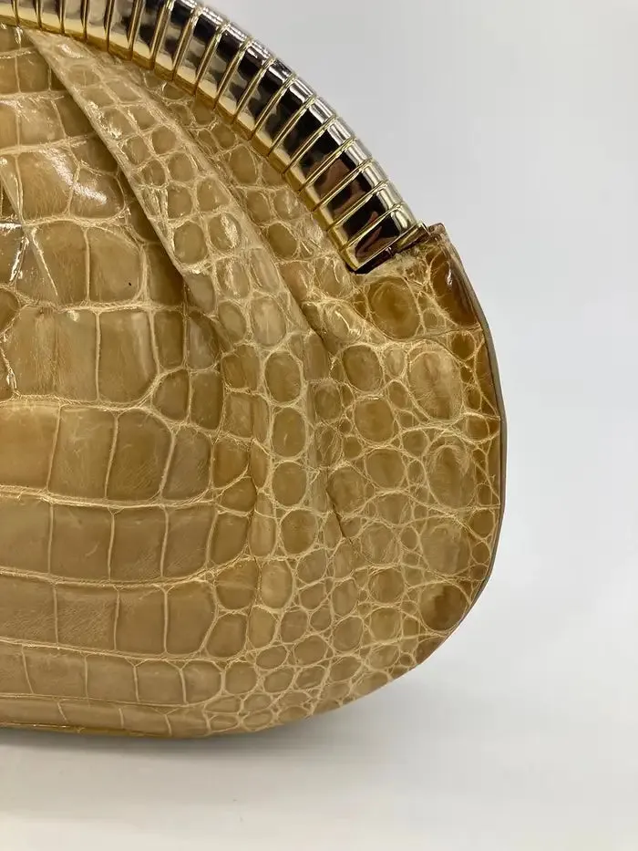 Judith Leiber Tan Alligator Clutch