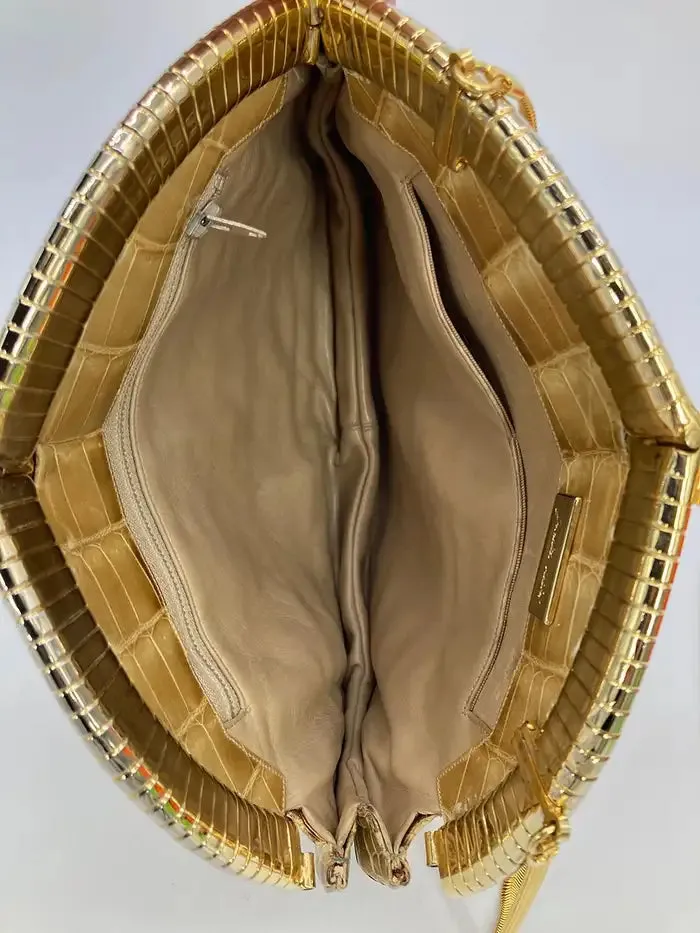 Judith Leiber Tan Alligator Clutch