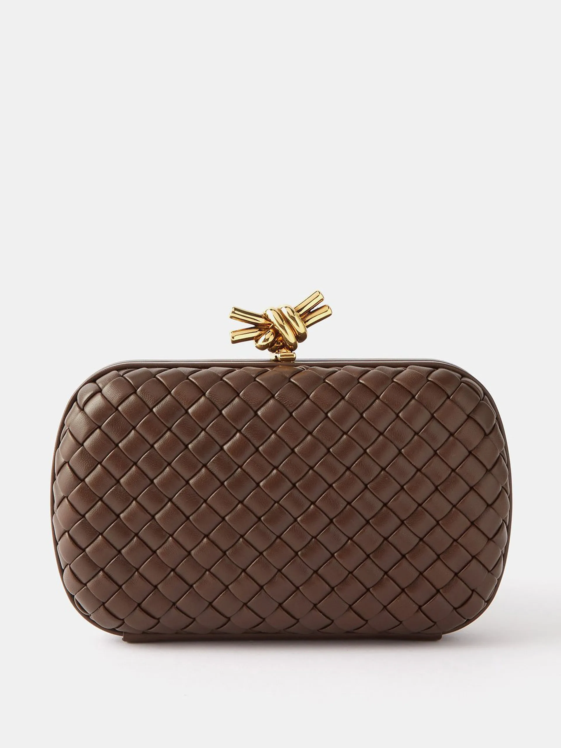 Knot Intrecciato-leather minaudière clutch bag