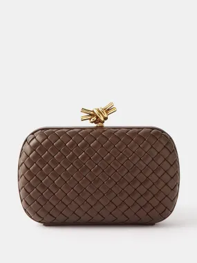 Knot Intrecciato-leather minaudière clutch bag