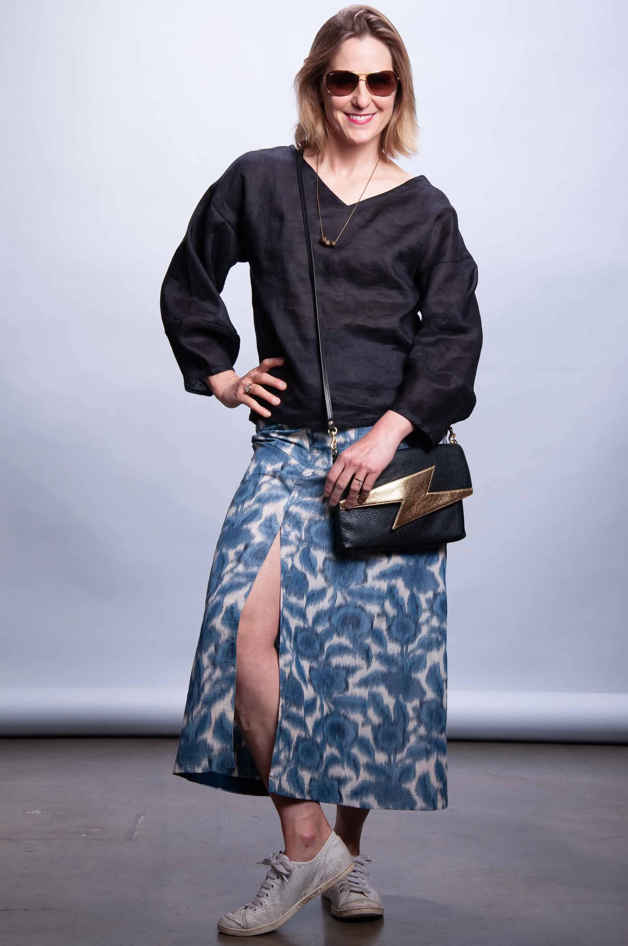 Lightning Bolt Leather Bag - Black/Gold