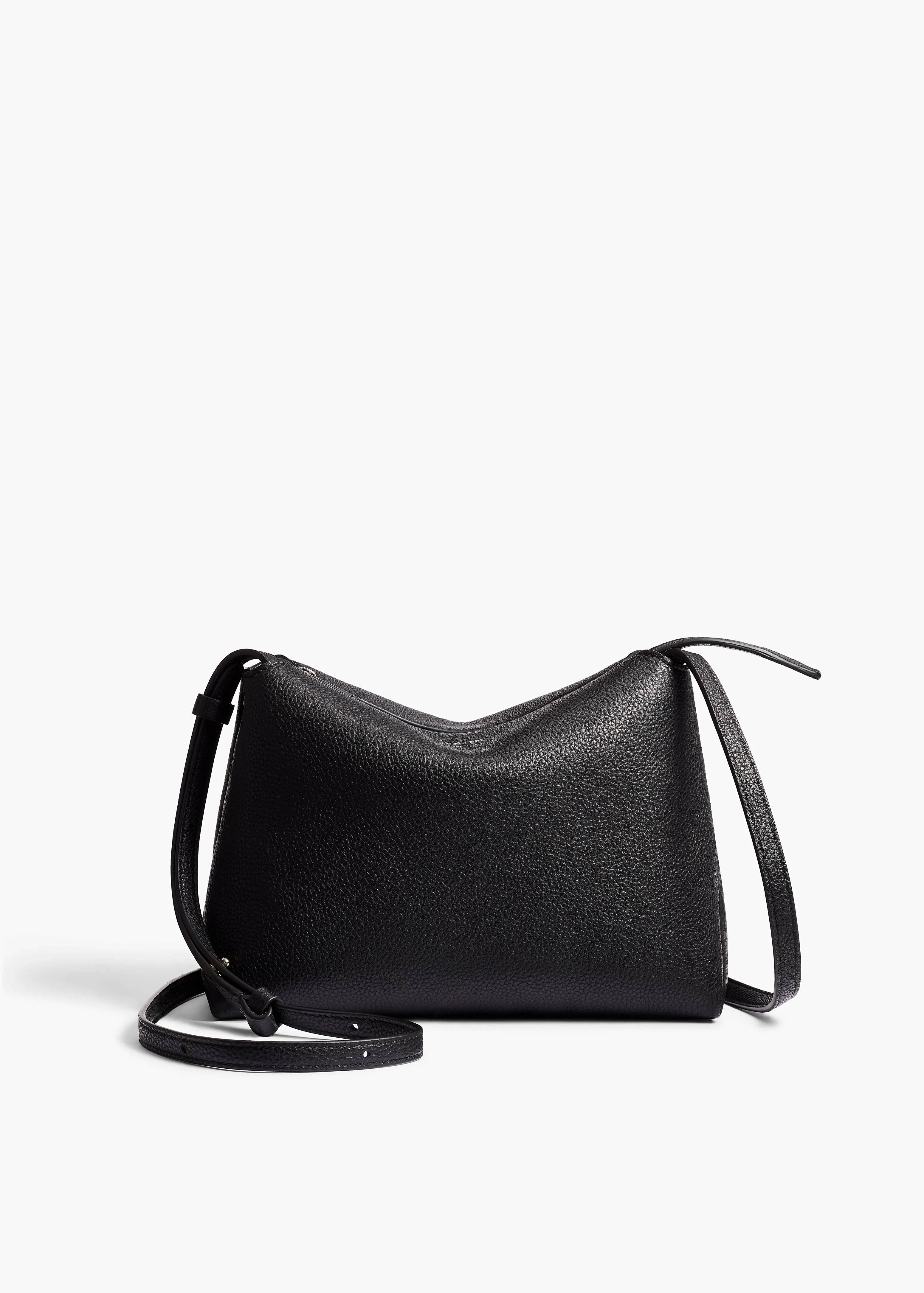 Lina Crossbody Bag in Black Pebbled Leather
