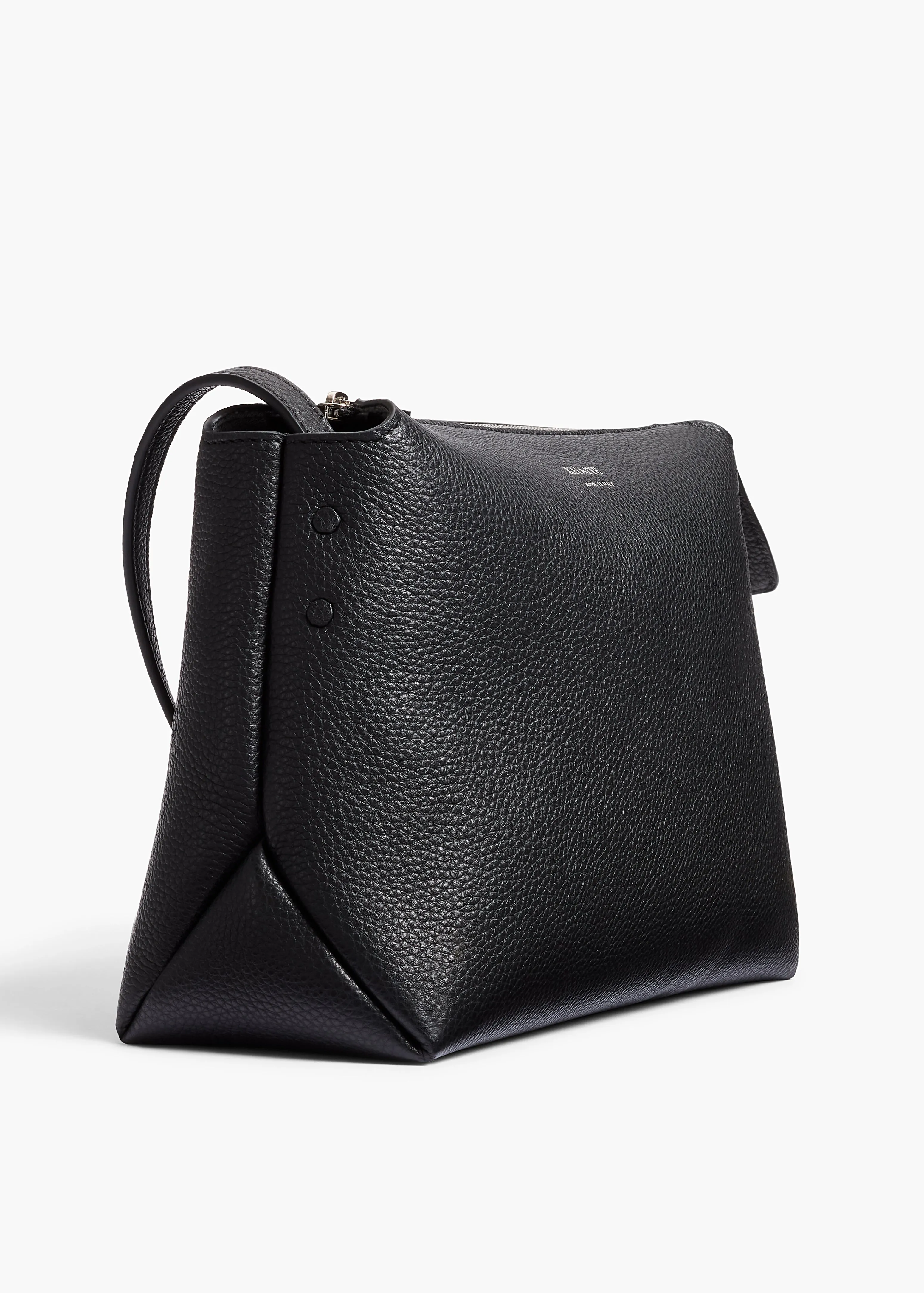 Lina Crossbody Bag in Black Pebbled Leather