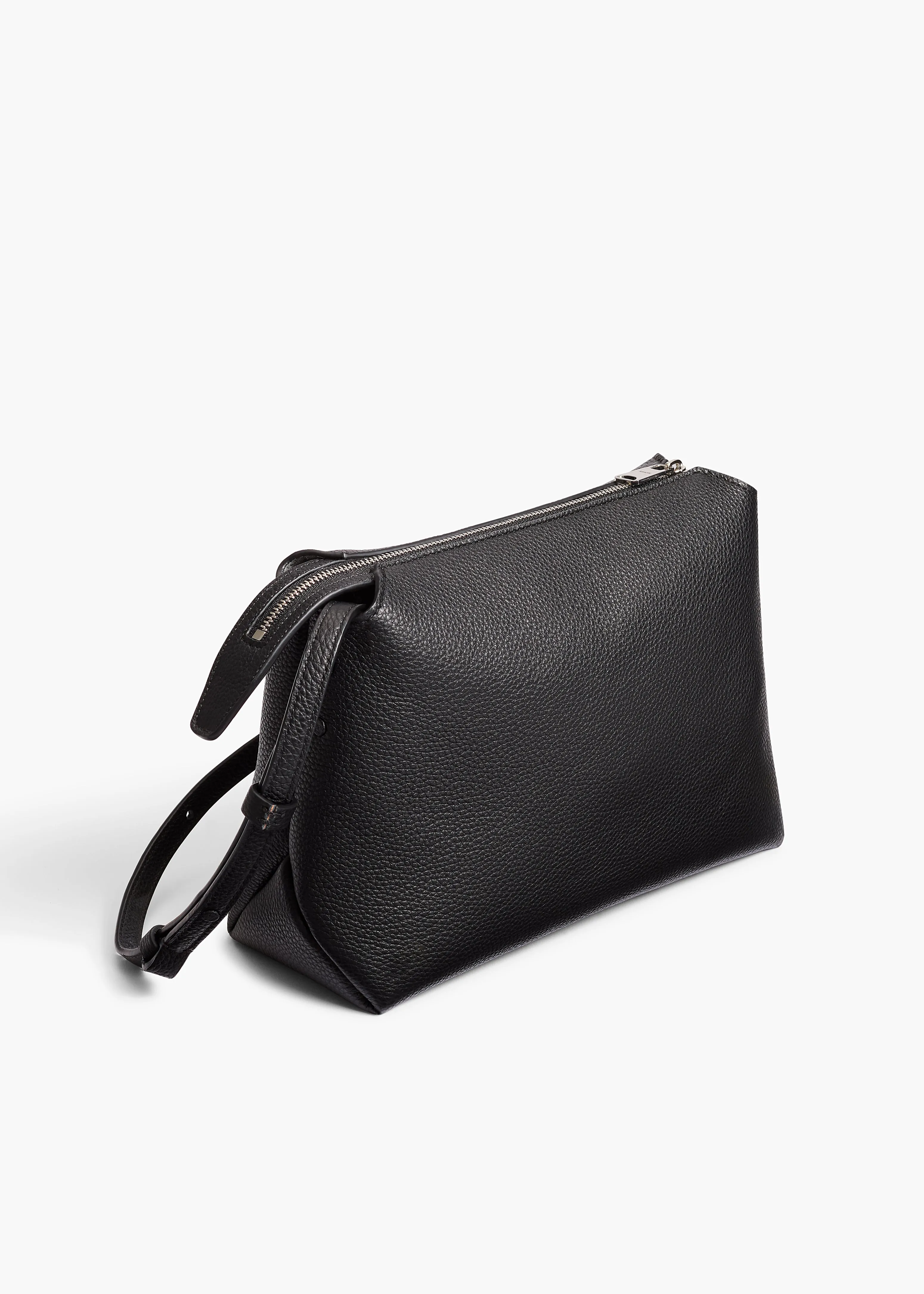 Lina Crossbody Bag in Black Pebbled Leather