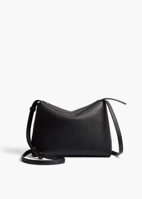 Lina Crossbody Bag in Black Pebbled Leather