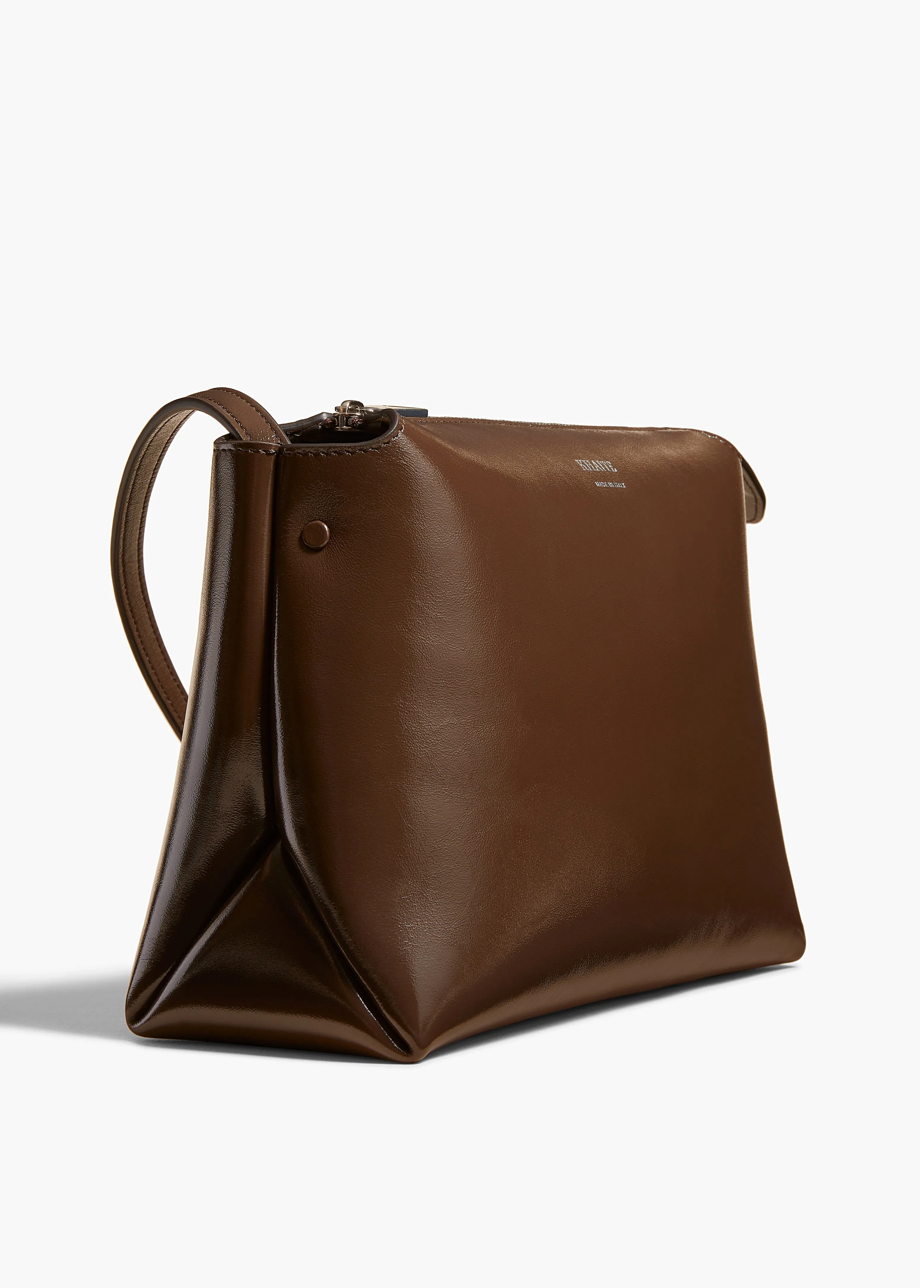 Lina Crossbody Bag in Chestnut Crackle Patent Leather