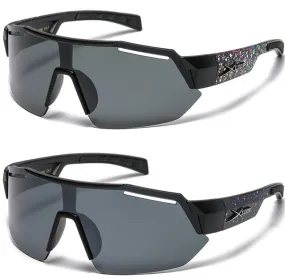 Men's Oversized Black Semi-Rimless sports Running Cycling Xloop Sunglasses