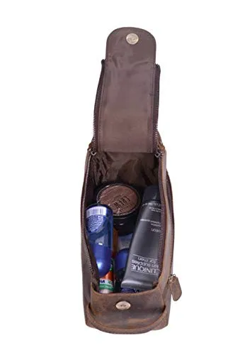 Men's Premium Buffalo Leather Unisex Toiletry Bag