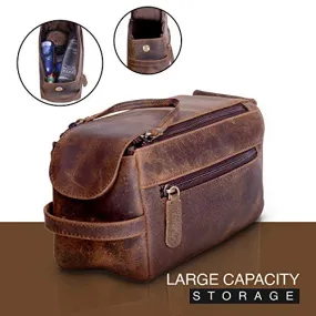 Men's Premium Buffalo Leather Unisex Toiletry Bag