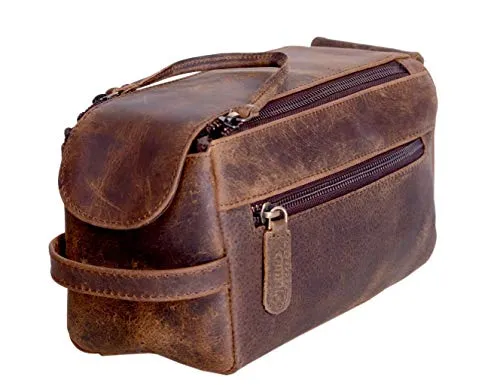 Men's Premium Buffalo Leather Unisex Toiletry Bag