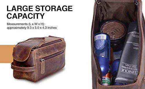 Men's Premium Buffalo Leather Unisex Toiletry Bag