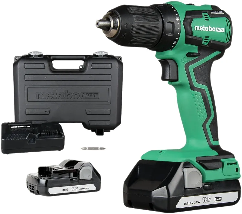 Metabo HPT DS18DDXM Drill/Driver Kit, Battery Included, 18 V, 1.5 Ah, 1/2 in Chuck, Keyless Chuck :EA: QUANTITY: 1