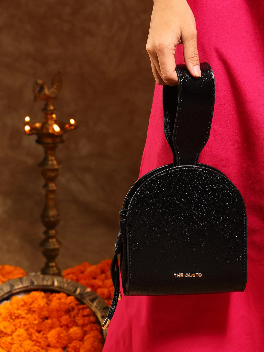 Mia Bucket wristlet (Black Shimmer)