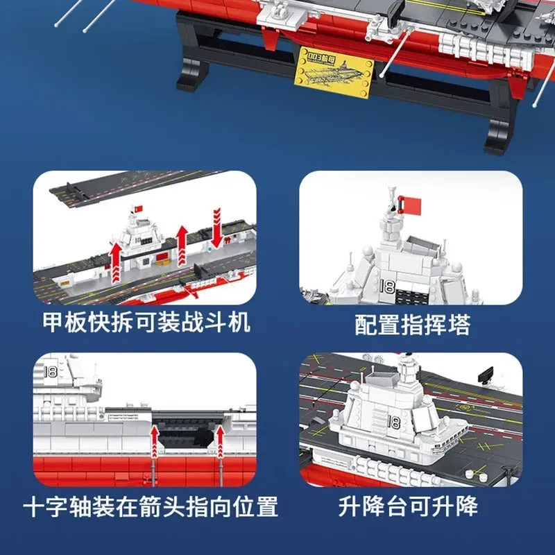 Military WW2 Type 003 Aircraft Carrier Warship Bricks Toys