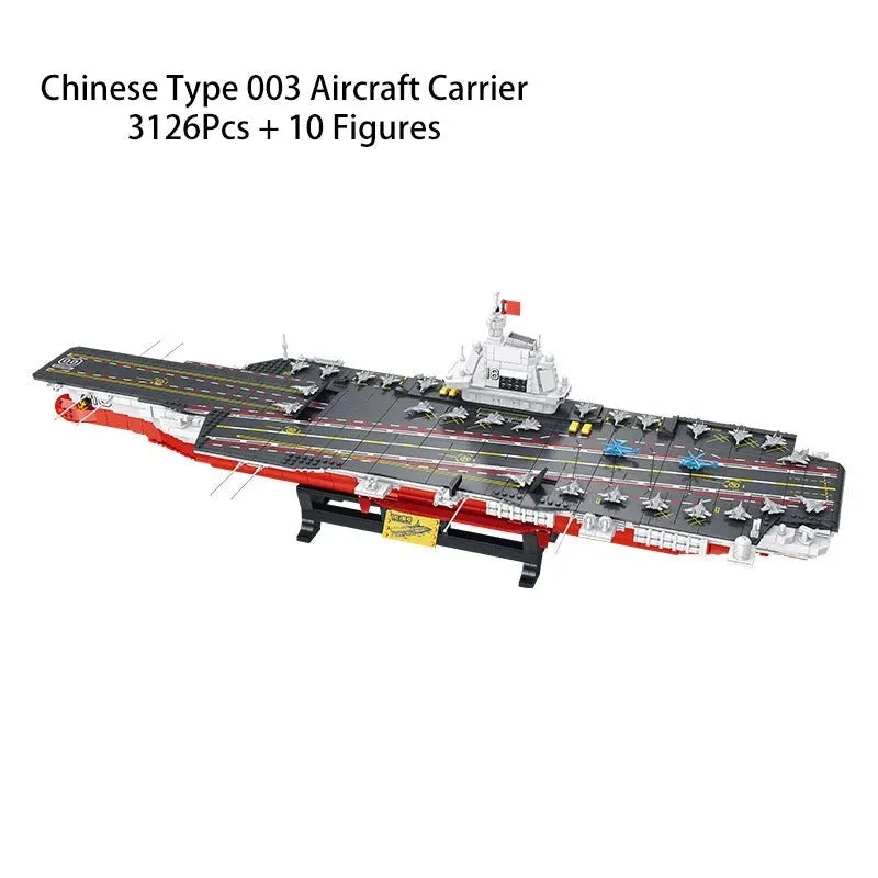 Military WW2 Type 003 Aircraft Carrier Warship Bricks Toys
