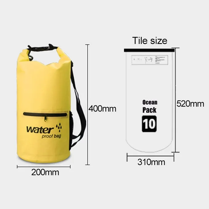 Outdoor Waterproof Dry Dual Shoulder Strap Bag Dry Sack PVC Barrel Bag, Capacity: 10L(Green)