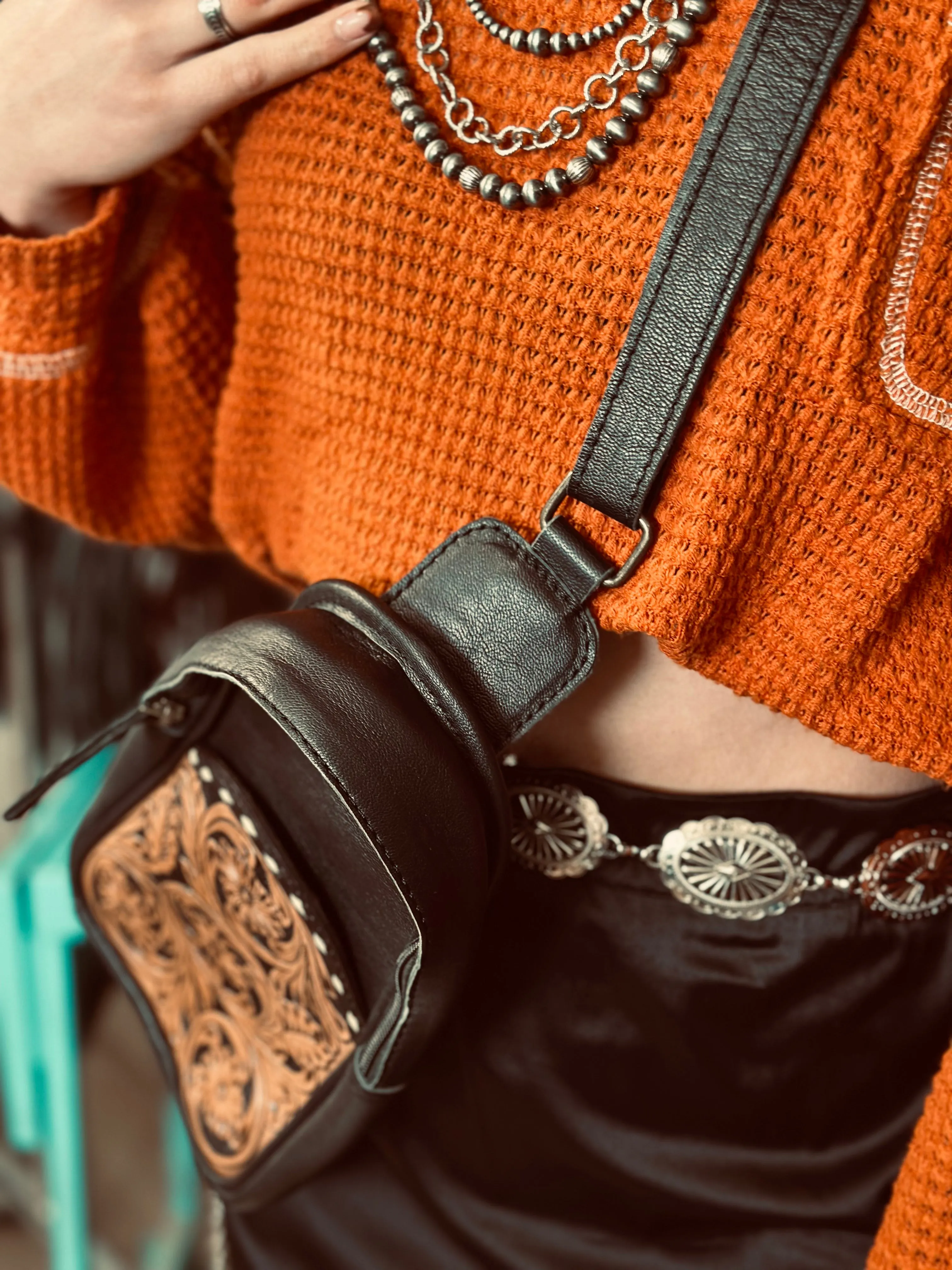 Over The Shoulder Leather Clutch Bag
