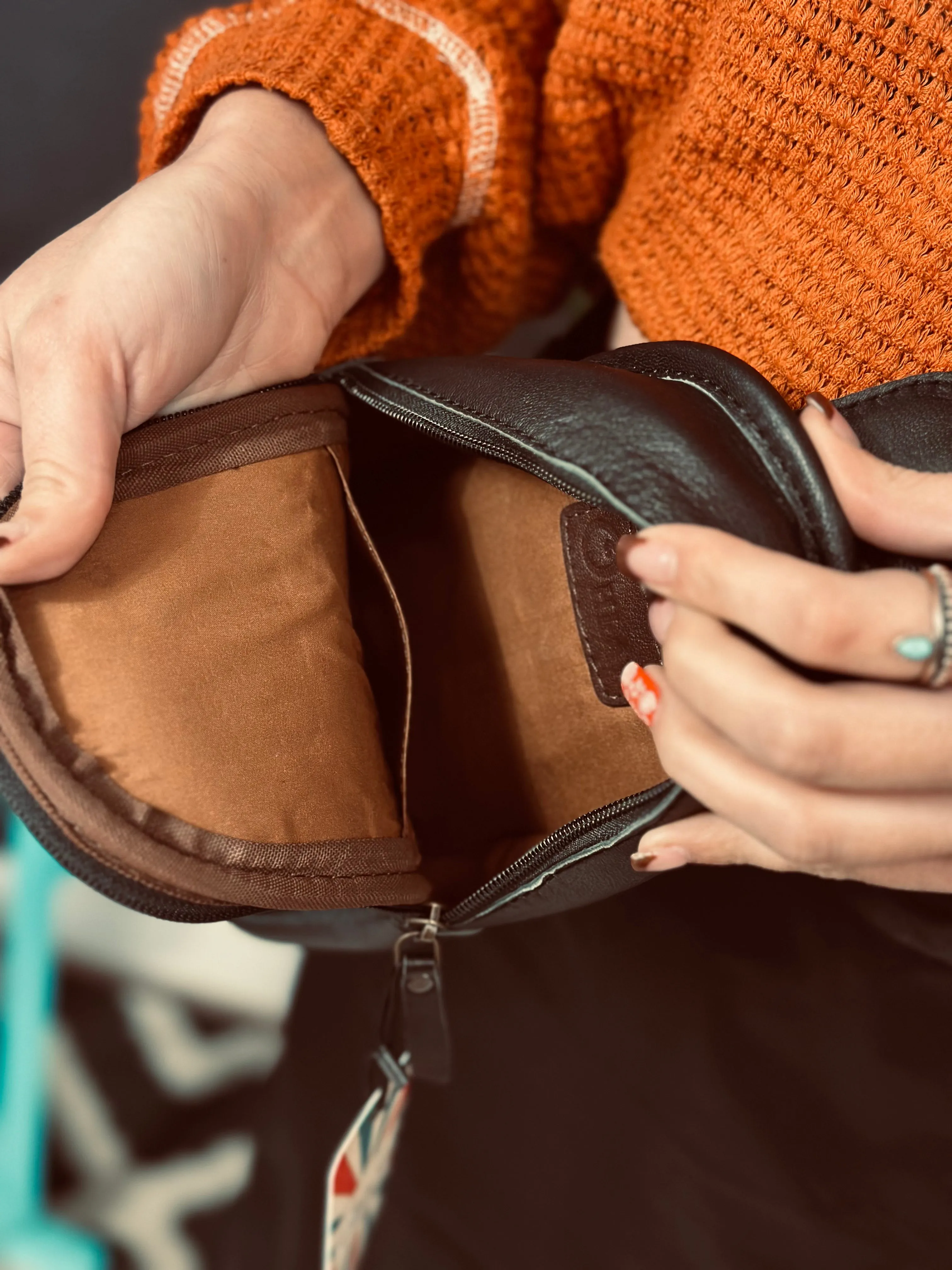 Over The Shoulder Leather Clutch Bag