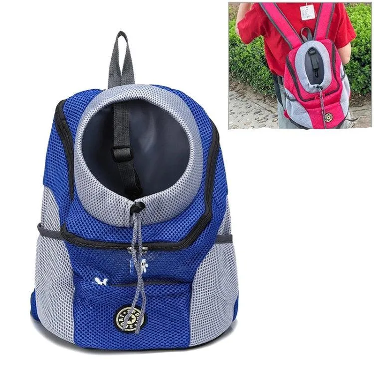 Pet-Friendly Outdoor Travel Backpack for Dogs and Cats - Comfortable Mesh Carrier with Double Shoulder Straps