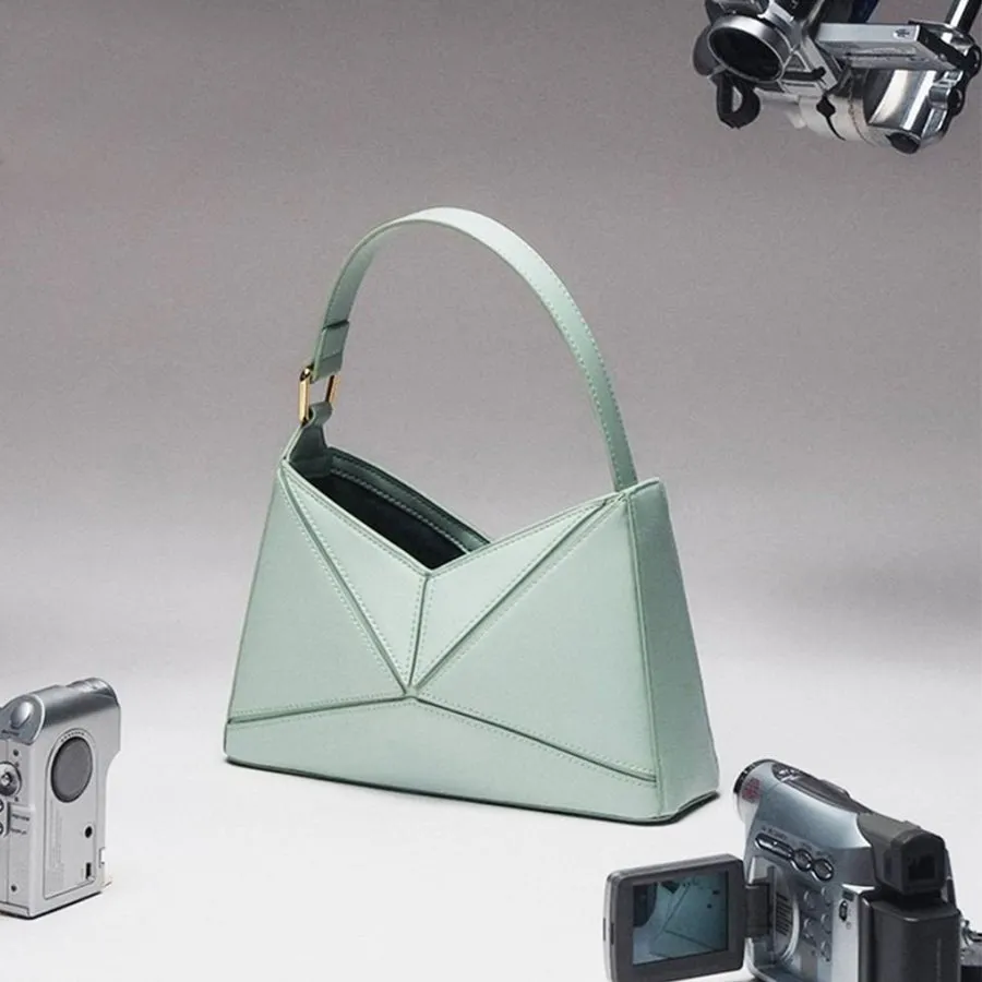 Plain Color Patchwork One-shoulder Bag