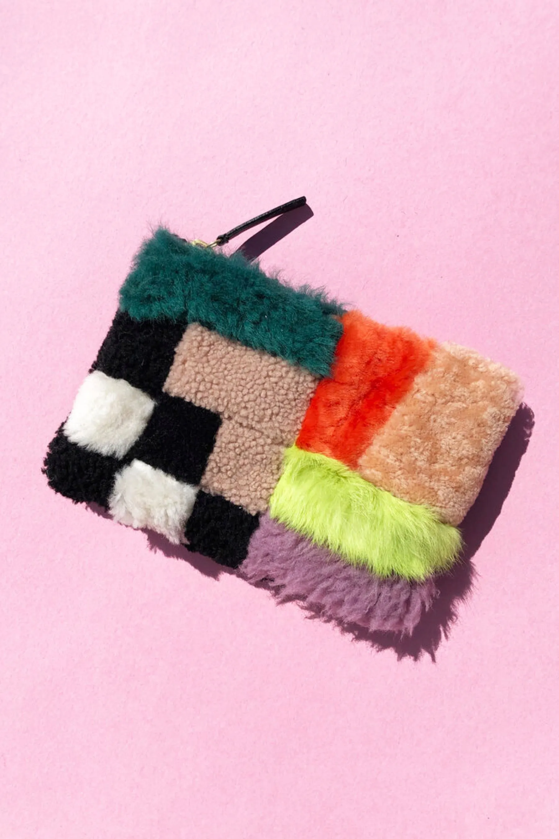 Playground Shearling Zipper Pouch