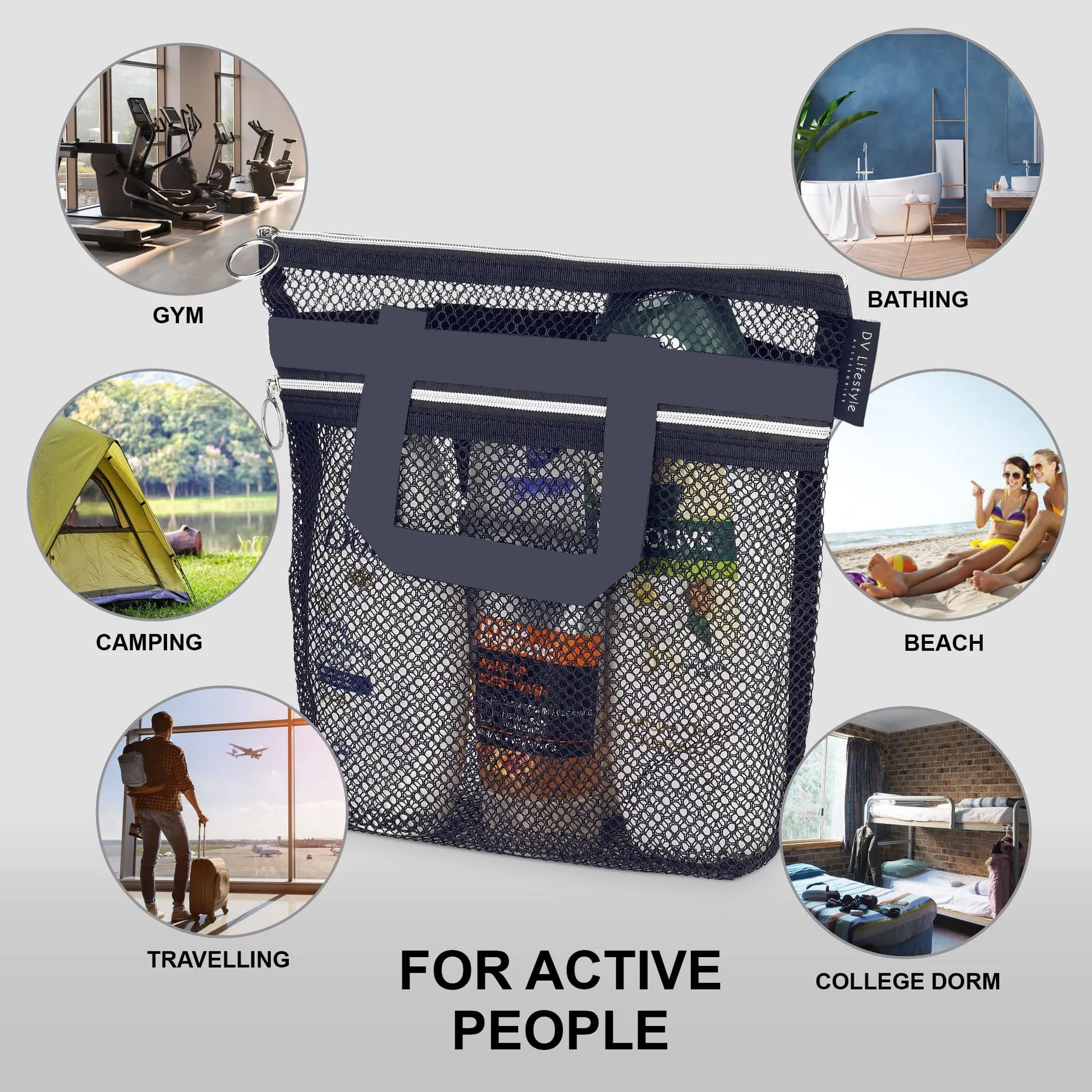 Portable Shower Handbag Transparent Mesh Cosmetic Bag