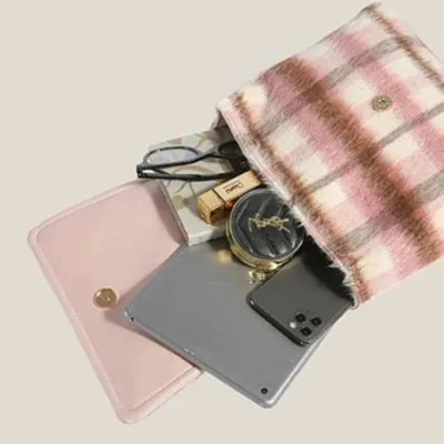 Premium Woolen Plaid College Backpack