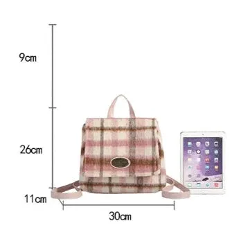 Premium Woolen Plaid College Backpack