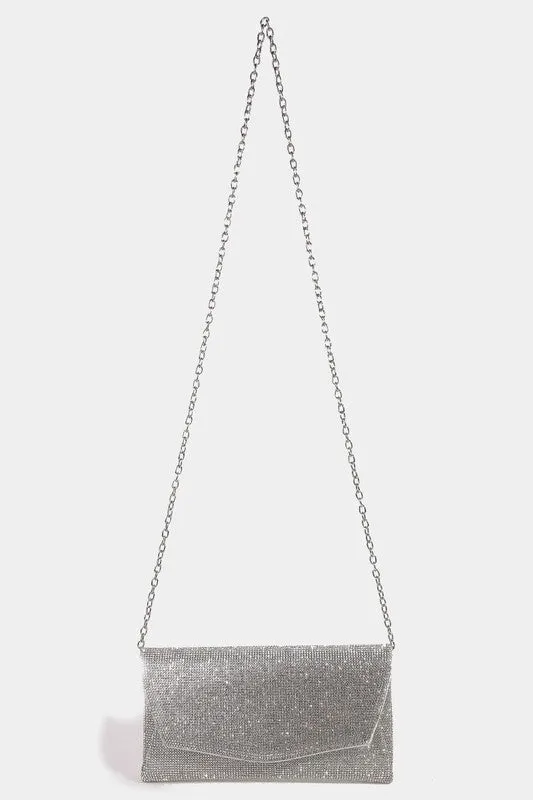 Rhinestone Pave Envelope Clutch Bag