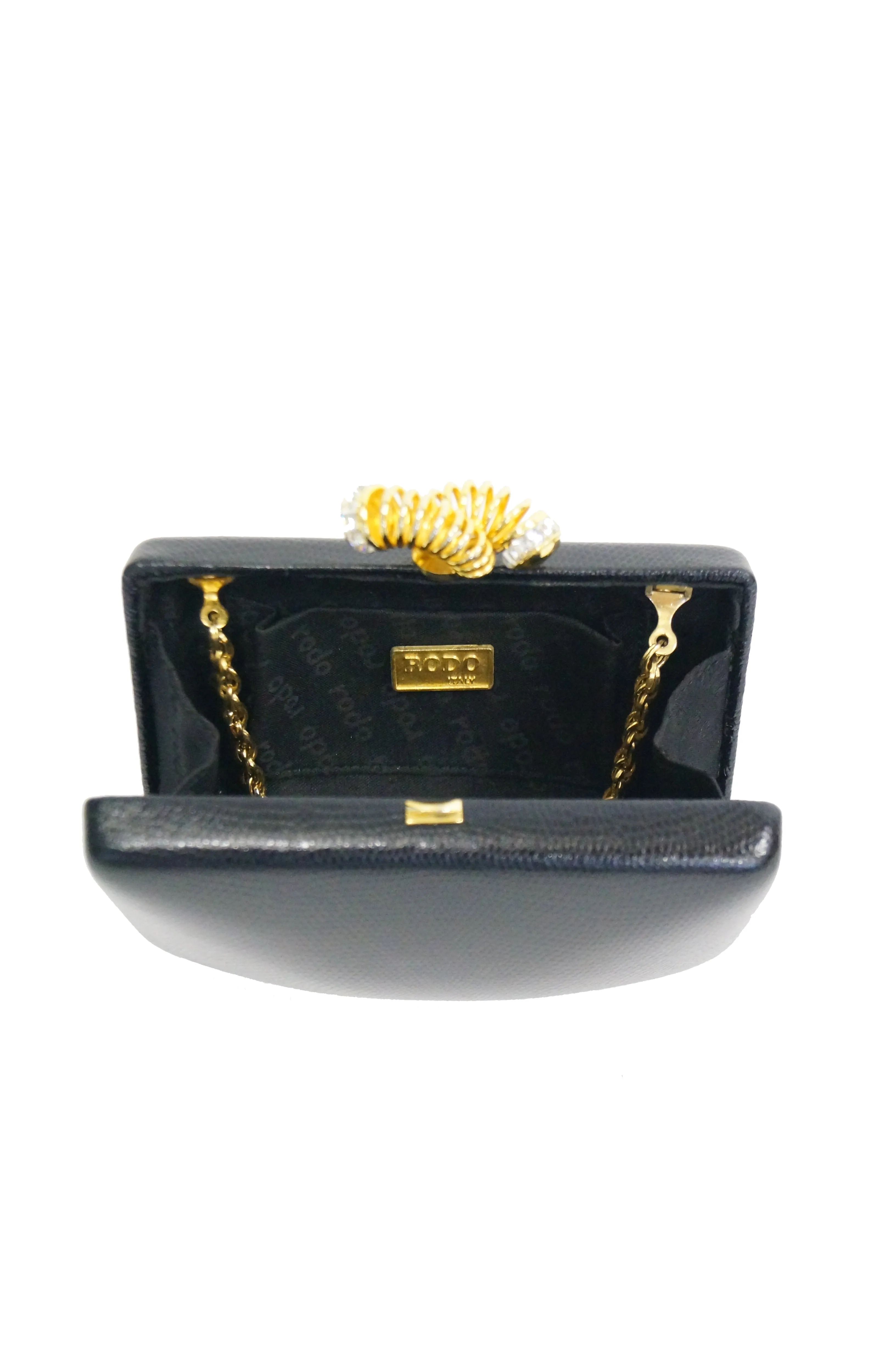 Rodo Lizard Skin Vintage Clutch with Rhinestone Closure