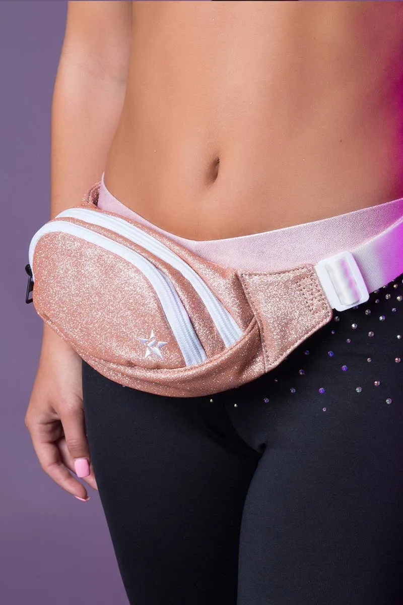 Rose Gold Adult Rebel Fanny Pack with White Zipper