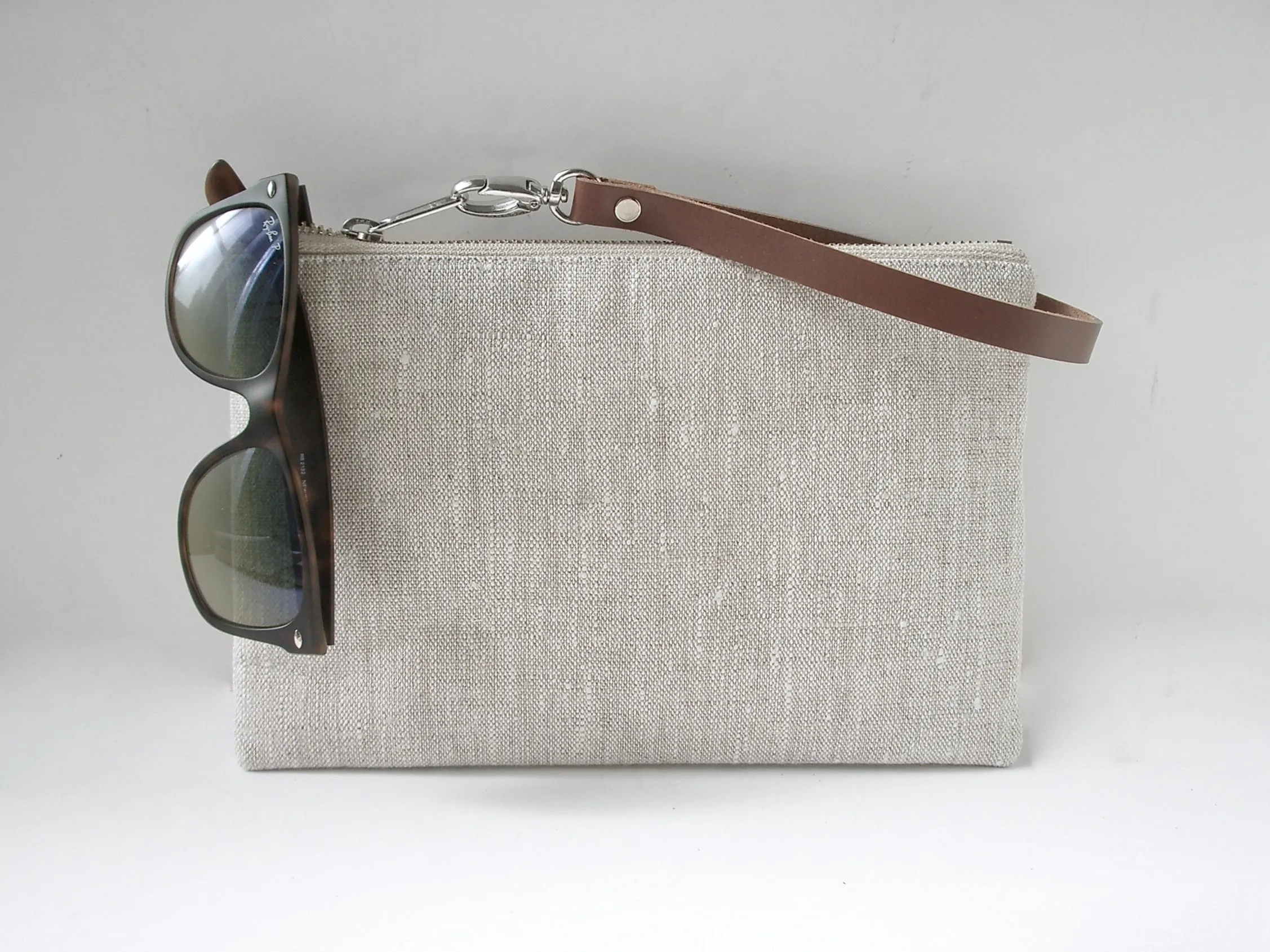 Simple Linen Wristlet, Clutch Bag